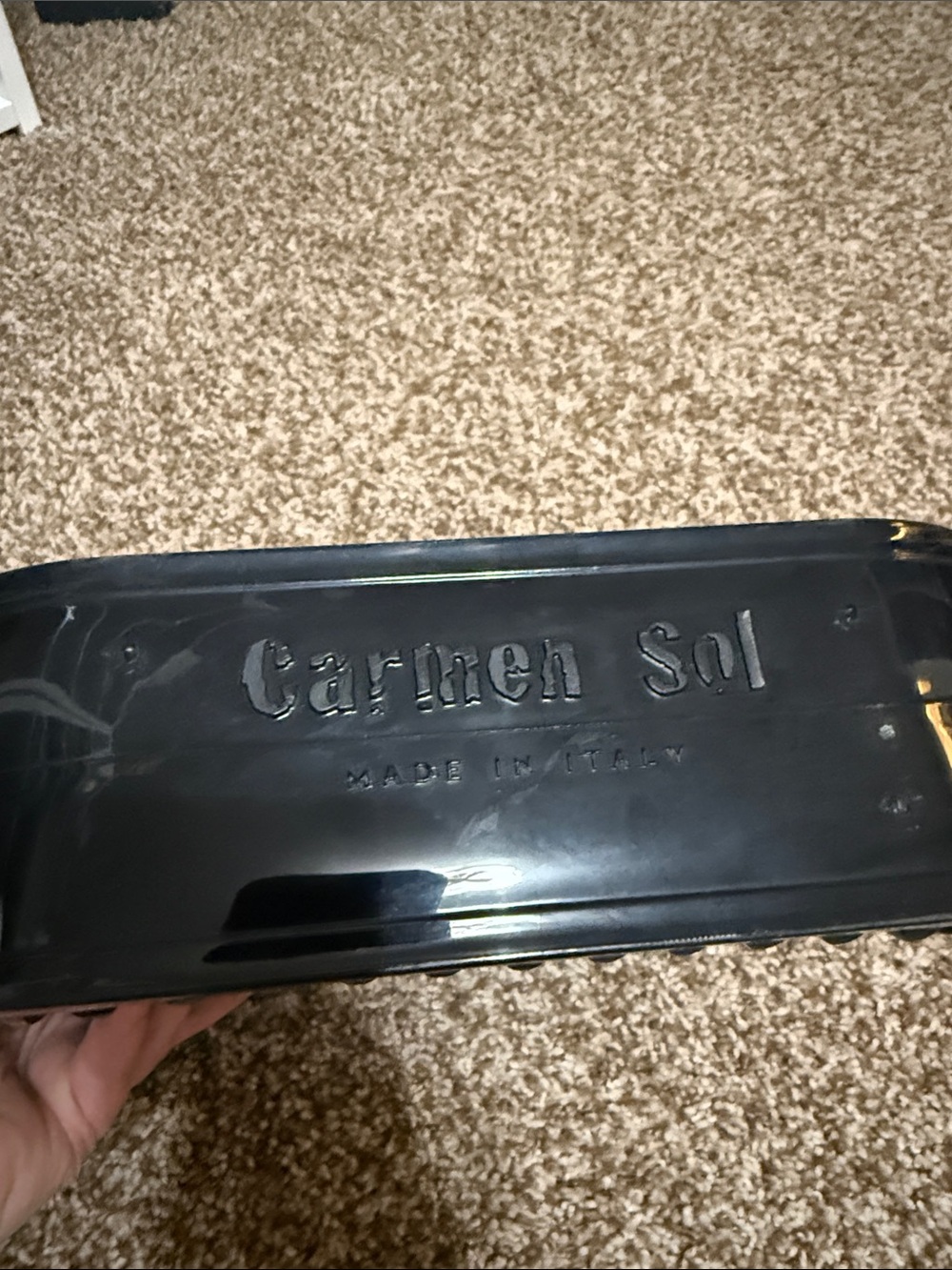 Carmen Sol Black Patent Crossbody Bag - Made in Italy